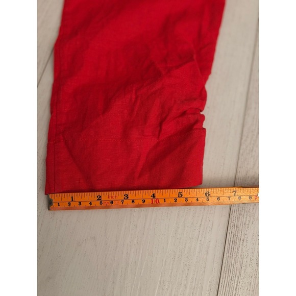 Farm Rio Cherry Red Linen Blend Jumpsuit Twist Front Cropped Leg Sz XS - Picture 5 of 7